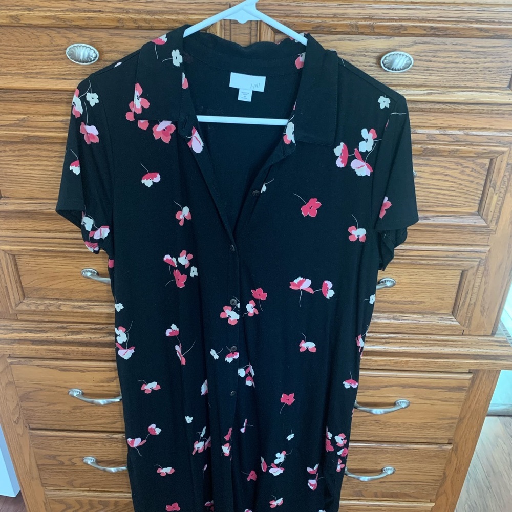 JJill short sleeve black floral dress